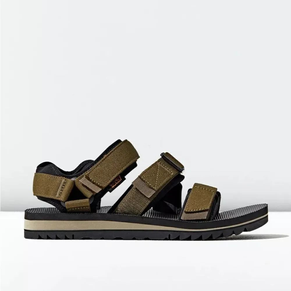 Teva Cross Strap Trail Men's Sandals Olive Black Vibram Mega Grip Soles Sz 9
